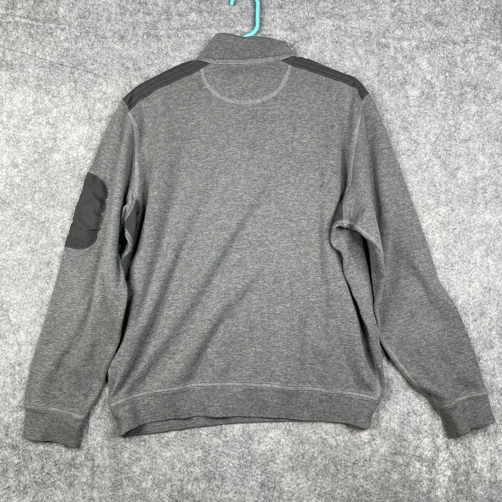Bugatchi Uomo Sweater Mens Medium Gray 1/4 Zip Pullover Mock Neck Casual